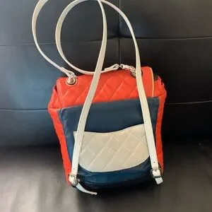 Chanel backpack tomato red w/ Auth. Card Chanel Glazed Aged Calfskin Quilted Small Duma Drawstring  main image 3